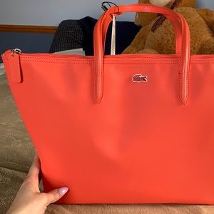 Lacoste large tote bag orange/pink